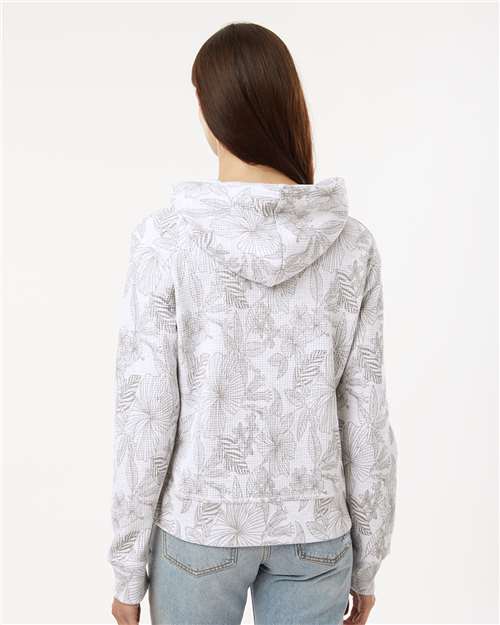 MV Sport W24105 Women's Maddie Floral Print Hooded Sweatshirt - Ash - model back