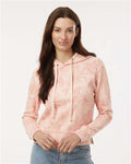 MV Sport W24105 Women's Maddie Floral Print Hooded Sweatshirt - Cameo Pink - model front