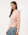 MV Sport W24105 Women's Maddie Floral Print Hooded Sweatshirt - Cameo Pink - model side