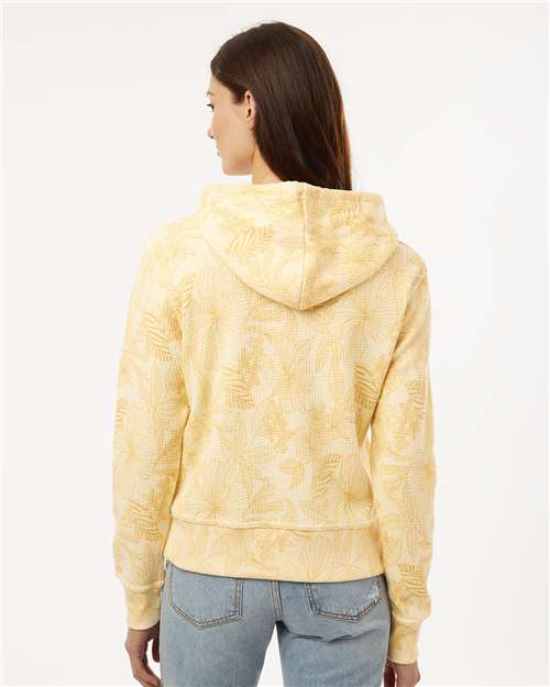 MV Sport W24105 Women's Maddie Floral Print Hooded Sweatshirt - Sun Ray - model back
