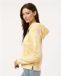 MV Sport W24105 Women's Maddie Floral Print Hooded Sweatshirt - Sun Ray - model side