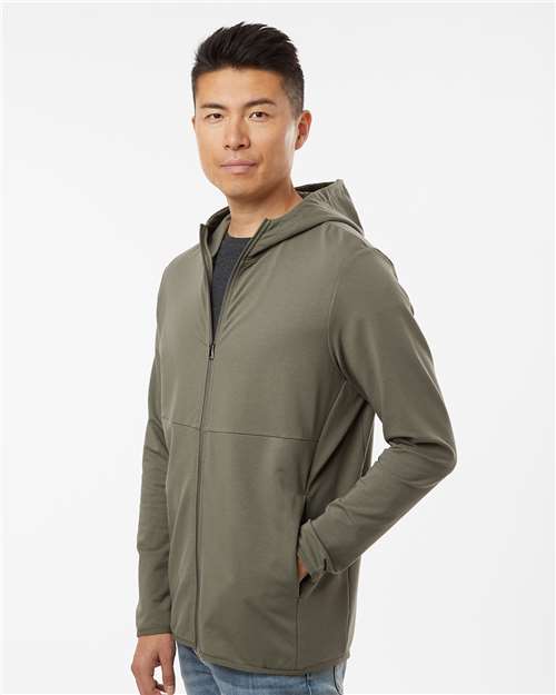 Independent Trading Co. EXP30PZ Unisex Perform Full-Zip Hooded Sweatshirt - Pine - model side