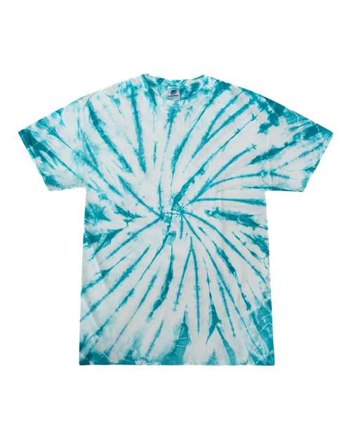 Colortone 1000Y Youth Multi-Color Tie-Dyed T-Shirt - White/ Turquoise - front