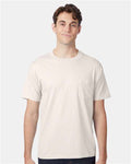 Hanes 5190 Men's Beefy-T Pocket T-Shirt - Natural - model front