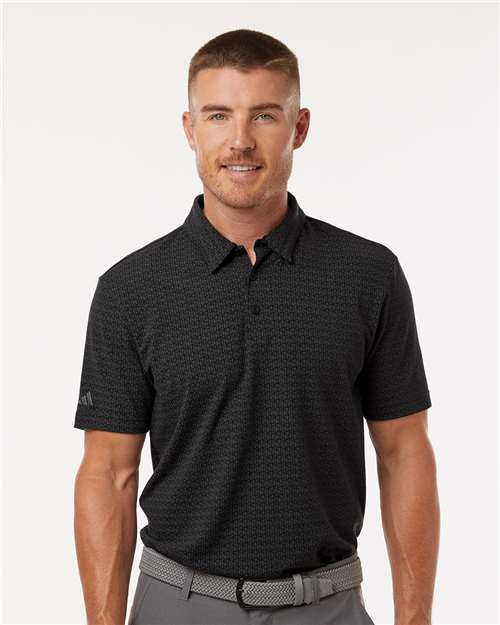 Adidas A702 Men's Blended Printed Polo - Black - model front