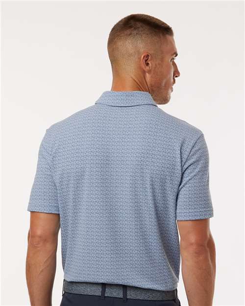 Adidas A702 Men's Blended Printed Polo - Blue Dawn Melange - model back
