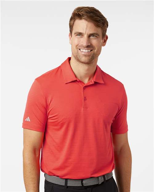 Adidas A704 Men's Textured Stripe Polo - Bright Red - model front