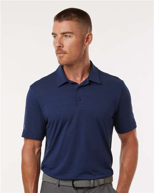 Adidas A704 Men's Textured Stripe Polo - Dark Blue - model front
