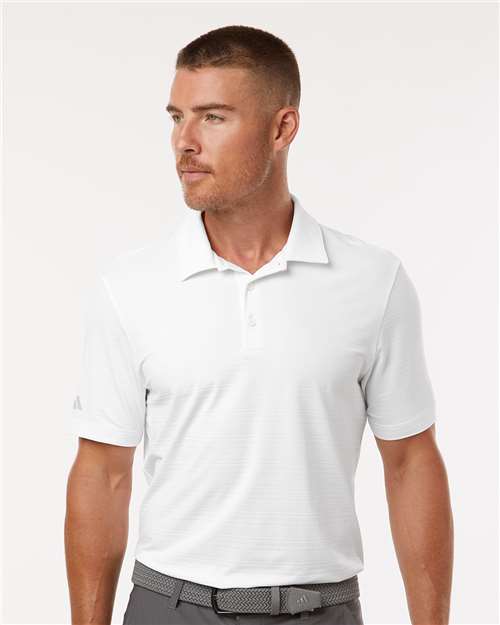 Adidas A704 Men's Textured Stripe Polo - White - model front