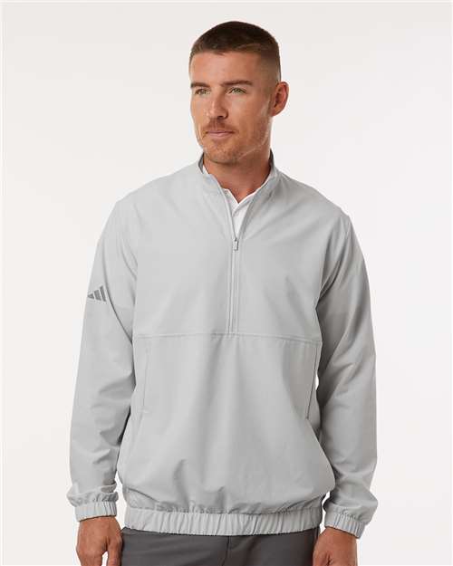 Adidas A705 Men's Stretch Woven Half-Zip Pullover - Grey One - model front