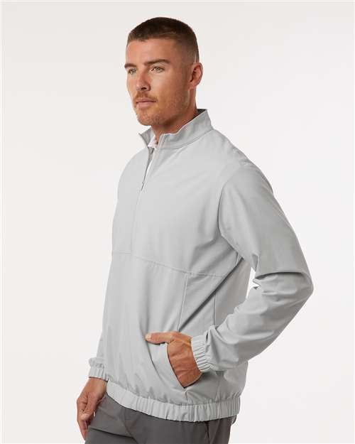 Adidas A705 Men's Stretch Woven Half-Zip Pullover - Grey One - model side