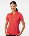 Adidas A707 Women's Textured Stripe Polo - Bright Red - model front