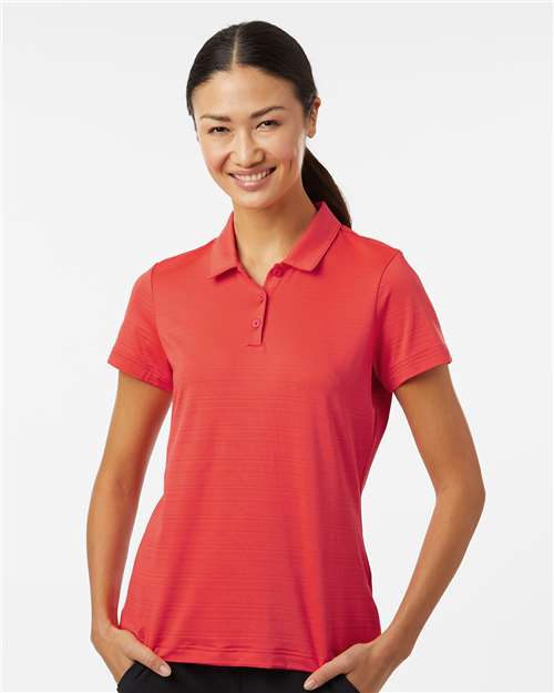 Adidas A707 Women's Textured Stripe Polo - Bright Red - model front