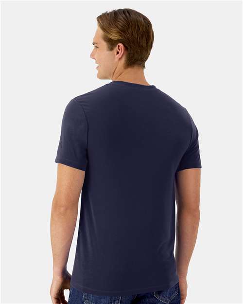 Hanes 4873 Unisex Cool DRI Cotton Touch T-Shirt - Athletic Navy - model back
