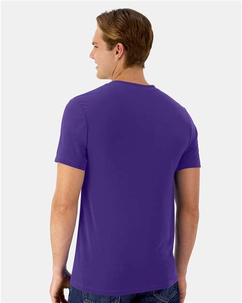Hanes 4873 Unisex Cool DRI Cotton Touch T-Shirt - Athletic Purple - model back