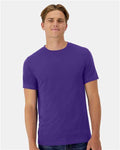 Hanes 4873 Unisex Cool DRI Cotton Touch T-Shirt - Athletic Purple - model front