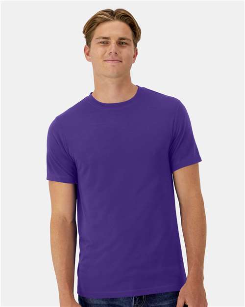 Hanes 4873 Unisex Cool DRI Cotton Touch T-Shirt - Athletic Purple - model front