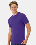 Hanes 4873 Unisex Cool DRI Cotton Touch T-Shirt - Athletic Purple - model side