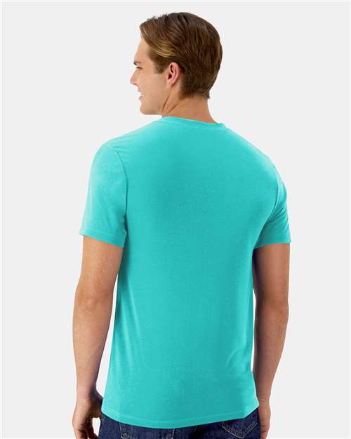 Hanes 4873 Unisex Cool DRI Cotton Touch T-Shirt - Athletic Teal - model back