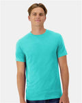 Hanes 4873 Unisex Cool DRI Cotton Touch T-Shirt - Athletic Teal - model front