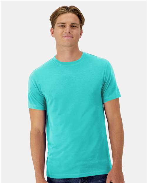 Hanes 4873 Unisex Cool DRI Cotton Touch T-Shirt - Athletic Teal - model front