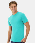 Hanes 4873 Unisex Cool DRI Cotton Touch T-Shirt - Athletic Teal - model side