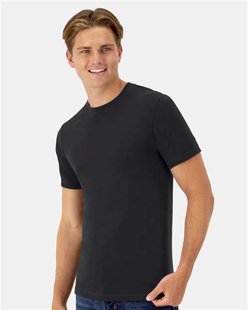 Hanes 4873 Unisex Cool DRI Cotton Touch T-Shirt - Black - model side