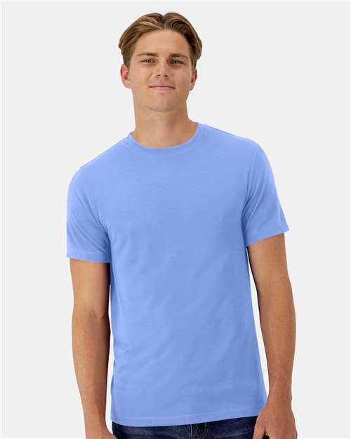 Hanes 4873 Unisex Cool DRI Cotton Touch T-Shirt - Carolina Blue - model front