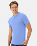 Hanes 4873 Unisex Cool DRI Cotton Touch T-Shirt - Carolina Blue - model side