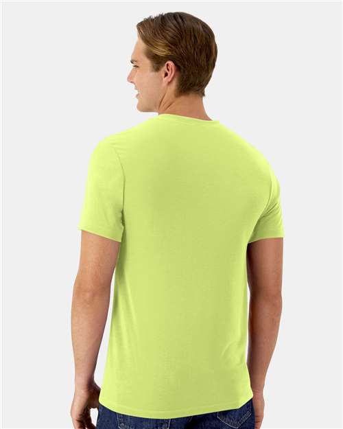 Hanes 4873 Unisex Cool DRI Cotton Touch T-Shirt - Safety Green - model back