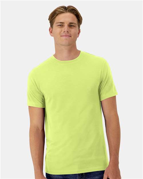 Hanes 4873 Unisex Cool DRI Cotton Touch T-Shirt - Safety Green - model front