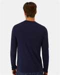 Hanes 484L Unisex Cool DRI Cotton Touch Long Sleeve T-Shirt - Athletic Navy - model back
