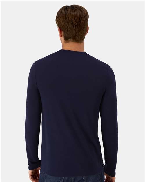 Hanes 484L Unisex Cool DRI Cotton Touch Long Sleeve T-Shirt - Athletic Navy - model back