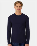 Hanes 484L Unisex Cool DRI Cotton Touch Long Sleeve T-Shirt - Athletic Navy - model front