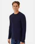 Hanes 484L Unisex Cool DRI Cotton Touch Long Sleeve T-Shirt - Athletic Navy - model side