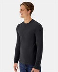 Hanes 484L Unisex Cool DRI Cotton Touch Long Sleeve T-Shirt - Black - model side