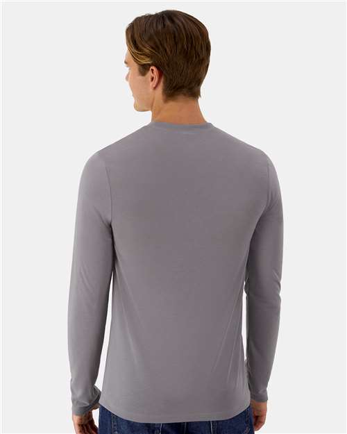 Hanes 484L Unisex Cool DRI Cotton Touch Long Sleeve T-Shirt - Graphite - model back