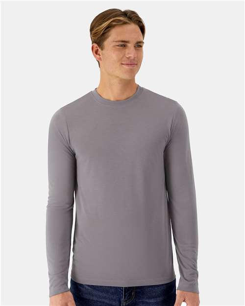 Hanes 484L Unisex Cool DRI Cotton Touch Long Sleeve T-Shirt - Graphite - model front