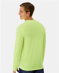 Hanes 484L Unisex Cool DRI Cotton Touch Long Sleeve T-Shirt - Safety Green - model back
