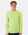 Hanes 484L Unisex Cool DRI Cotton Touch Long Sleeve T-Shirt - Safety Green - model front