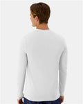 Hanes 484L Unisex Cool DRI Cotton Touch Long Sleeve T-Shirt - White - model back