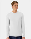 Hanes 484L Unisex Cool DRI Cotton Touch Long Sleeve T-Shirt - White - model front