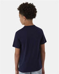 Hanes 484Y Youth Cool DRI Cotton Touch T-Shirt - Athletic Navy - model back