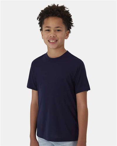 Hanes 484Y Youth Cool DRI Cotton Touch T-Shirt - Athletic Navy - model front