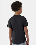 Hanes 484Y Youth Cool DRI Cotton Touch T-Shirt - Black - model back