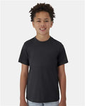 Hanes 484Y Youth Cool DRI Cotton Touch T-Shirt - Black - model front