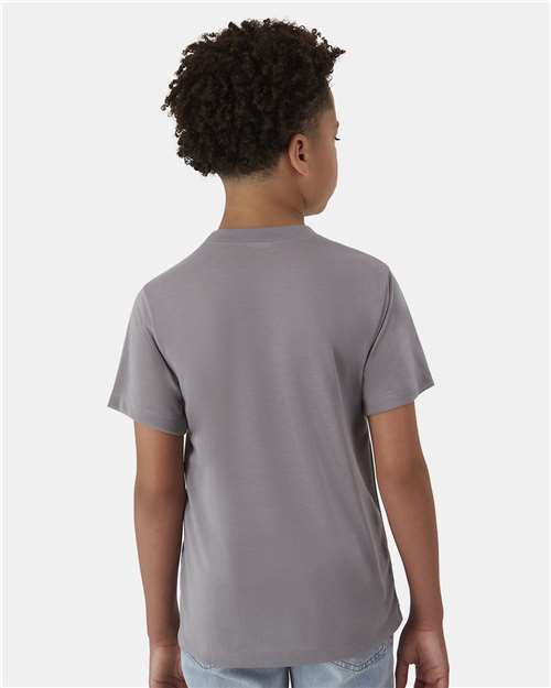 Hanes 484Y Youth Cool DRI Cotton Touch T-Shirt - Graphite - model back