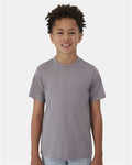 Hanes 484Y Youth Cool DRI Cotton Touch T-Shirt - Graphite - model front