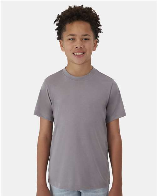 Hanes 484Y Youth Cool DRI Cotton Touch T-Shirt - Graphite - model front