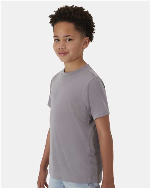 Hanes 484Y Youth Cool DRI Cotton Touch T-Shirt - Graphite - model side